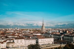Vista aerea di Torino e della Mole